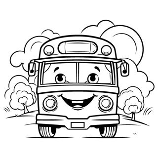 Adventures of the Happy Bus: A Coloring Journey