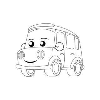 Cheerful Cartoon Bus Coloring Page