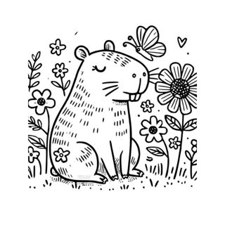 Serenity in Bloom: A Capybara's Garden
