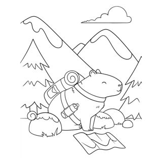 Adventurous Capybara: Exploring the Mountains