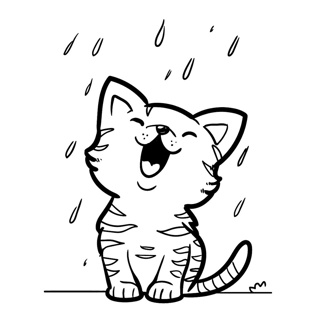 Purring in the Rain: A Cat's Delightful Downpour