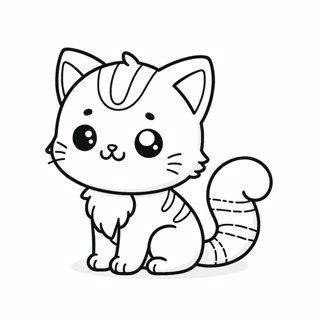 Adorable Cartoon Cat: Cute and Cuddly Illustration