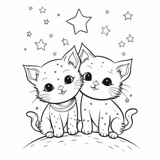 Starry Night Companions: Adorable Cats Under the Stars