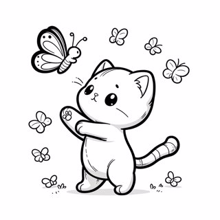 Whimsical Feline Fantasy: A Cat's Enchanting Butterfly Chase