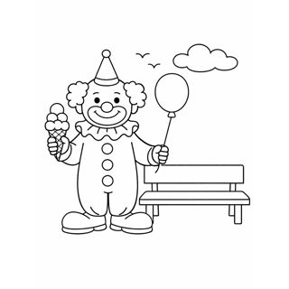 Joyful Clown at the Park: Adventures with Ice Cream and Balloons