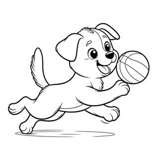 Joyful Puppy Playing with a Ball