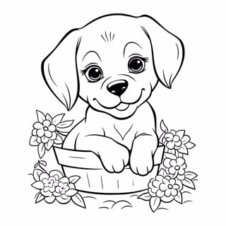 Puppy in a Basket: A Coloring Delight