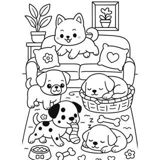 Cuddly Canine Crew: A Cozy Day Indoors