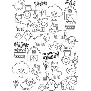 Fun and Friendly Farm Animals Coloring Page for Kids
