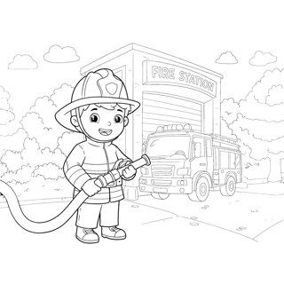 Brave Young Firefighter Ready for Action