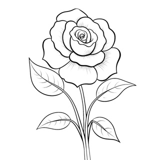 Elegant Rose Outline Drawing