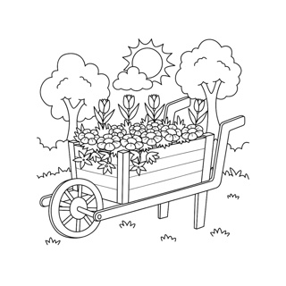 Blooming Garden Cart in the Sunshine