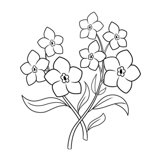 Delicate Blossoms: A Monochrome Floral Illustration