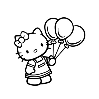 Hello Kitty Celebrates with Balloons