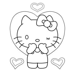 Hello Kitty's Heartwarming Wink: A Cute Coloring Page