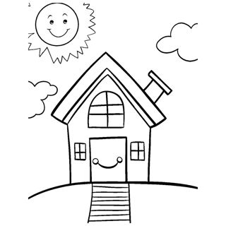 Happy Home on a Sunny Day Coloring Page