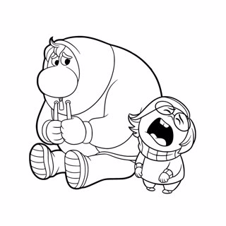 Sadness and Bing Bong in Emotional Turmoil - Inside Out Coloring Page