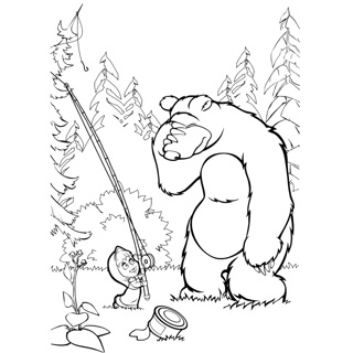 Masha and the Bear coloring page 10