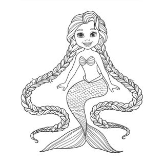 Enchanting Mermaid with Braided Tresses: A Coloring Adventure