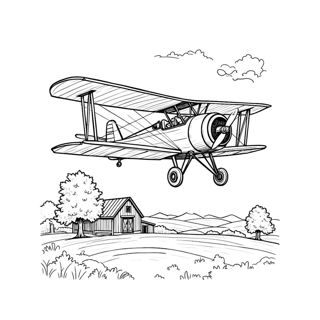 Vintage Barnstorming: A Classic Plane Soaring Above the Countryside