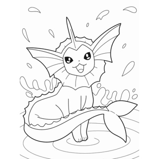 Vaporeon Splashes into Action: A Coloring Adventure!