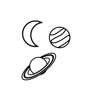 Celestial Trio: Moon, Planet, and Ringed Wonder
