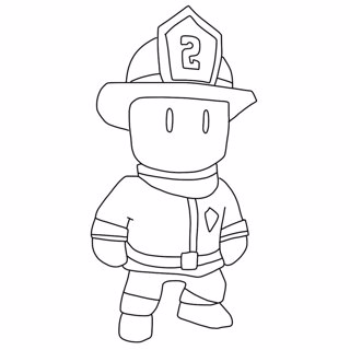 Stumble Guys Firefighter Coloring Page