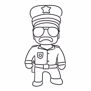 Stumble Guys Coloring Page: Officer On Duty