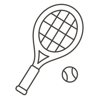 A tennis racket featuring a gridded string pattern and wrapped handle rests beside a tennis ball.